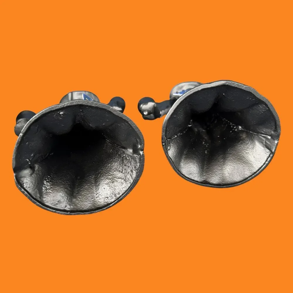 Moonlight Manor Witch Candle Holder Pair Black Metal Halloween Gothic Taper NWT